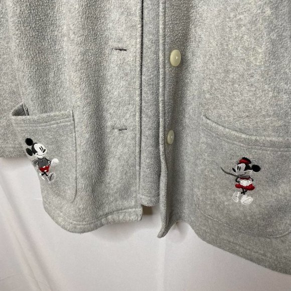 Walt Disney Minnie Mickey Mouse Vintage 90s Gray Love Red Heart Cardigan XL - Picture 3 of 4